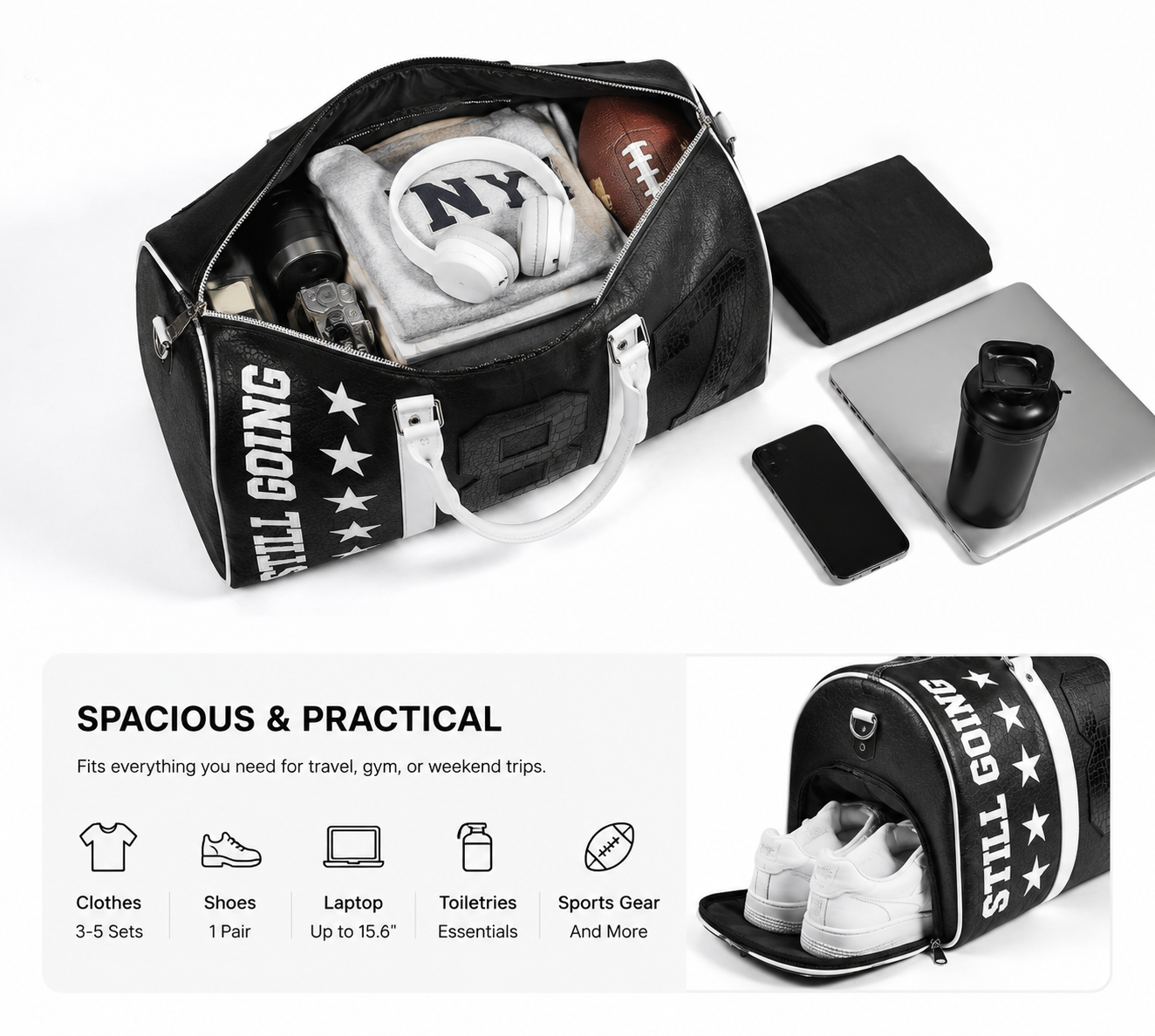 Zephyr Vintage Football Leather Duffel Bag